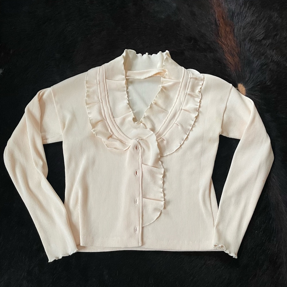 VINTAGE RUFFLE CARDIGAN